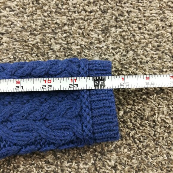 Aran Crafts Sweater Wool Cable Knit Cardigan Crossover Neck Blue Womens Small - Picture 8 of 9